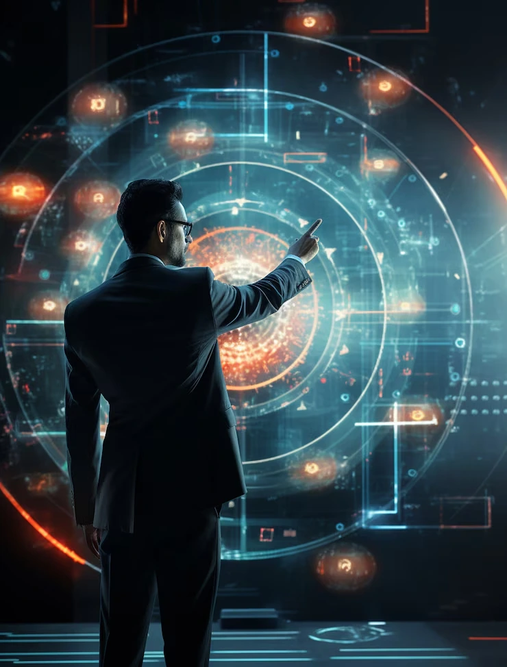 man touching screen